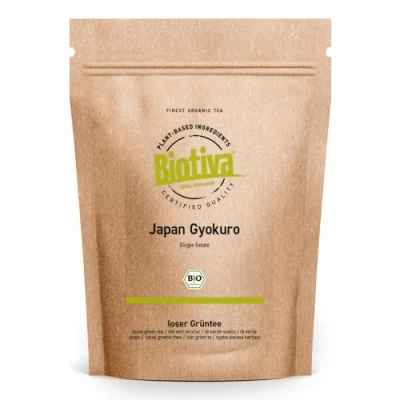 Image of Green Tea Gyokuro Japan Organic 100g Premium Elegant Cup Color Highly Aromatic, mild Taste from Controlled Cultivation Biotiva