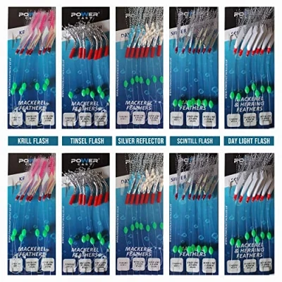Image of 7 Hooks Mackerel Feathers (5 pack) (Mixed 10(2 each))