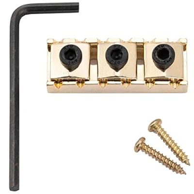 Image of Musiclily Pro 43mm Steel Guitar R3 Locking Nut String Lock for Floyd Rose Tremolo Bridge Electric Guitar, Gold