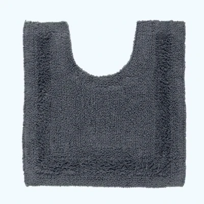 Image of HOMESCAPES Toilet Mat, Luxury 1600gsm Extra Soft 100% Cotton, Reversible Bathroom Mats Non Slip, Washable, Super Absorbent, Quick Dry, Grey Pedestal Mat for Toilet, 50 x 55 cm