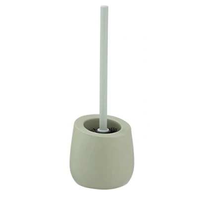 Image of PUMA Badi Toilet Brush Holder with Silicone bristles and Rim Cleaner, Ceramic, Lime Green, 38 x 13.5 cm