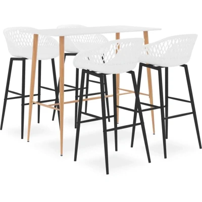 Image of vidaXL 5 Piece Bar Set Modern Style White Table and Stools Durable, Easy to Clean, Suitable for Kitchen, Dining Room
