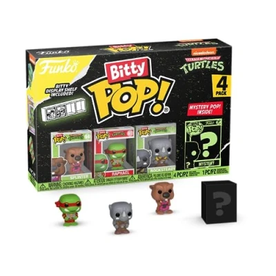 Image of Funko Bitty POP! Teenage Mutant Ninja Turtles Splinter, Raphael, Rocksteady and A Surprise Mystery Mini Figure 0.9 Inch (2.2 Cm) TMNT Collectable Stackable Display Shelf Included TV Fans