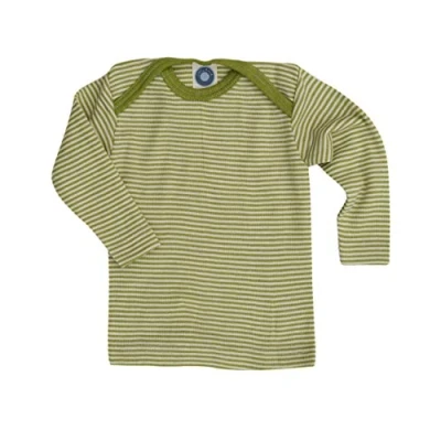 Image of Cosilana, Baby Shirt/Undershirt, 70% Organic Wool, 30% Silk (striped green natural, 2 3 years (Height 39 41) (98/104))