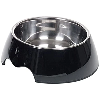 Image of Nobby Melamine/Stainless Steel Dog Bowl, 17.5 x 6.5 cm, Black
