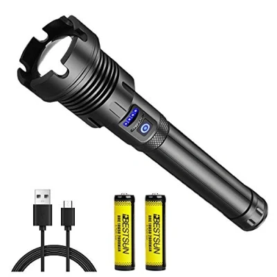 Image of XLENTGEN Rechargeable Torch 300000 Lumens Torches LED Super Bright High Power Hand Light Powerful Tactical Flashlight for Camping, Hiking, Emergency (L)