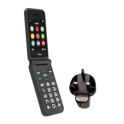 Image of TTfone TT760 Flip 4G Big button Mobile Phone for the Elderly with Emergency Assistance Unlocked Basic (Black, Mains Charger)