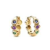 Image of Marvel infinity 14k gold plated hoops with royal blue, purple, green, blazing yellow, honey colored and salsa red crystal