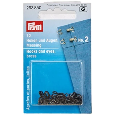 Image of Prym Hooks and Eyes Brass 2 Black, 2, Medium, 12 Piece