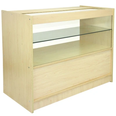 Image of MonsterShop Orion Retail Display Shop Counters Set &amp; Glass Showcase Cabinet Units, Maple