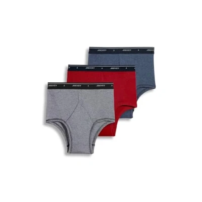 Image of Jockey Men&#039;s Underwear Classic Full Rise Brief 3 Pack, Black Stripe/Red Apple/Blue Stripe, 42