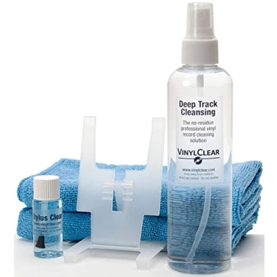 Image of Professional LP Vinyl Record Solution (250ml) Antistatic Restoration &amp; Cleaning Kit, Drying Stand, 2 Large Microfiber Cloths, Stylus Brush Cleaner Fluid. A Choice Gift for Lovers of Vinyl.