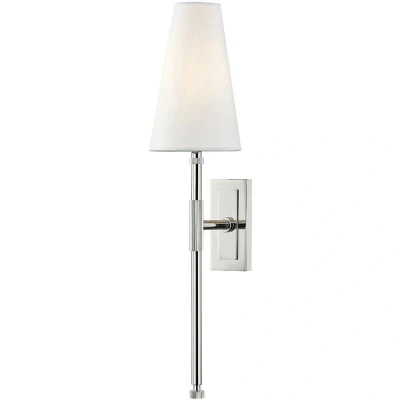 Image of Bowery 1 Light &quot;A&quot; Wall Sconce Polished Nickel, Linen