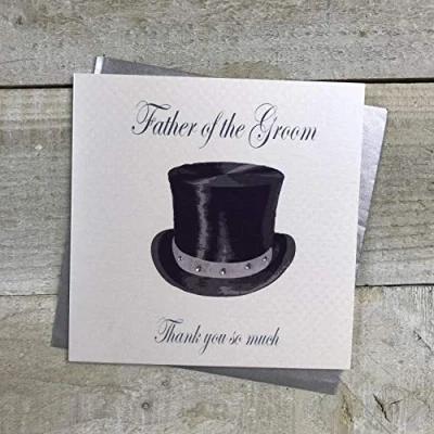 Image of WHITE COTTON CARDS Father of The Groom Thank You So Much Wedding Handmade Card, White, PD22