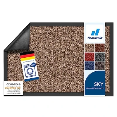 Image of SKY Dirt Trapper Mat, Absorbent Machine Washable Doormat with Non Slip Backing, Indoor &amp; Outdoor Front Door Mat Barrier Entrance (Beige Black (Mottled), 120 cm x 180 cm)