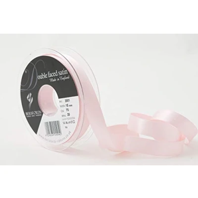 Image of Berisfords Double FACE Poly Satin Ribbon, Pale Pink, 15 mm