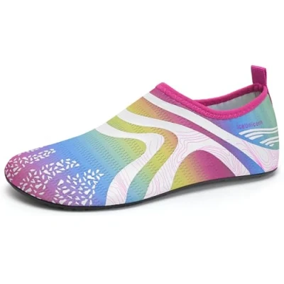 Image of Water Shoes Womens Beach Mens Swimming Barefoot Pool Yoga Quick Watersport Aqua Socks(342Rainbow, 8.5/9.5UK=42/43EU)