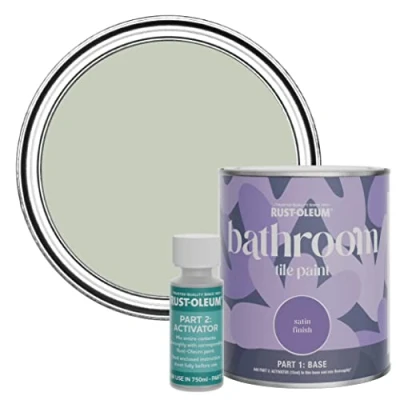 Image of Rust Oleum Green Water Resistant Bathroom Tile Paint in Satin Finish Aloe 750ml