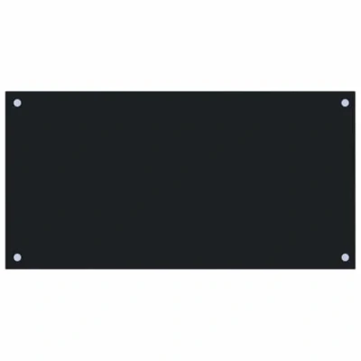 Image of vidaXL Black Tempered Glass Kitchen Backsplash 80x40 cm, Durable, Easy Installation, Scratch Resistant, Heat to Clean