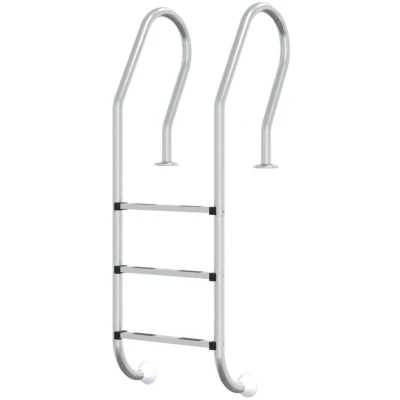 Image of vidaXL Inground Swimming Pool Ladder Stainless Steel Stair Steps with Non Slip Footsteps for Pools, Spas, and Water Parks Silver