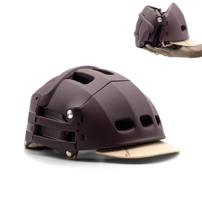 Image of Plixi Folding Helmet for Bicycle, Electric Scooter, Giroroua, Skateboard, Roller, VAE CE Standard EN1078, Same Protection as a Classic Helmet, Volume Divided by 3 (Carmin Red, S/M