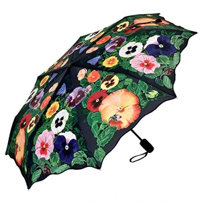 Image of VON LILIENFELD® Folding Pocket Umbrella Automatic Lightweight auto open Telescopic Motif Flowers Women Pansies