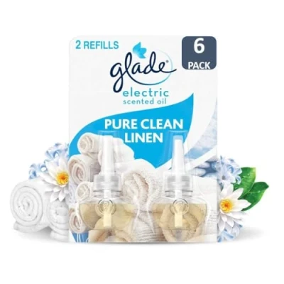 Image of Glade Plug in Air Freshener Refill, Electric Scented Oil Room Freshener, Clean Linen, Pack of 6 Duos (12 x 20ml)
