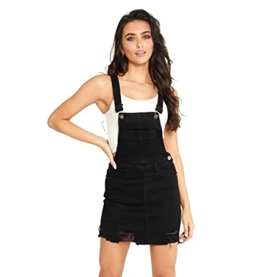 Image of SS7 Womens Denim Dungaree Skirt Pinafore Dress