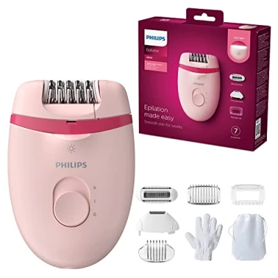 Image of Philips Satinelle Essential Corded Epilator with 5 Attachments BRE285/00
