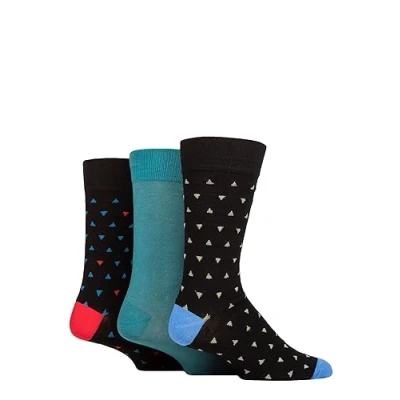 Image of Mens 3 Pair Glenmuir Patterned Bamboo Socks Triangles Black 7 11