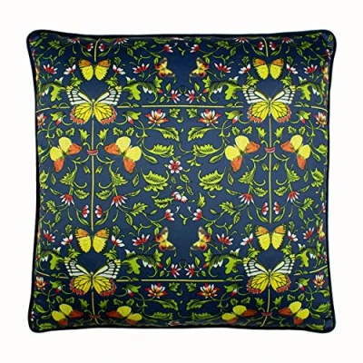 Image of Paoletti Potage Botanical Feather Filled Cushion Navy One Size