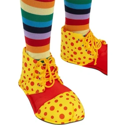 Image of Smiffys Kids Clown Shoe Covers One Size Fits Sizes Up to UK 2, Boys Fancy Dress, Child Dress Accessories