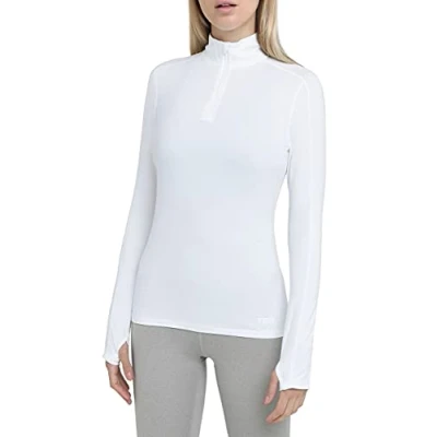 Image of TCA Women&#039;s Lightweight Fusion QuickDry Long Sleeve Half Zip Running Top Cloud White, L