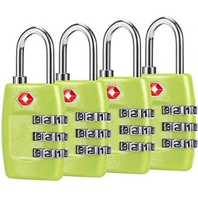 Image of TSA Luggage Locks (4Pack) 3 Digit Combination Padlocks Approved Travel Lock for Suitcases &amp; Baggage (Green1)