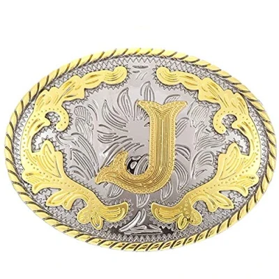 Image of STARBRILLIANT Luxury Retro English Letter A Z Vintage Celtic Knot Belt Buckle for Men Simple Cowboy (J)