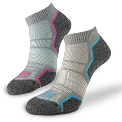 Image of 1000 Mile Run Anklet REPREVE Single Layer Workout Womens Ankle Socks Twin Pack Silver (Small / 3 5.5UK)