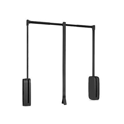 Image of Emuca Pull Down Hanging Rail for Wardrobe, Wardrobe Lift, Adjustable Width 450 600mm, Titanium Colour