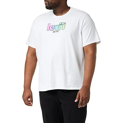 Image of Levi&#039;s Men&#039;s Ss Relaxed Fit Tee T Shirt, Poster Logo Decay White, S