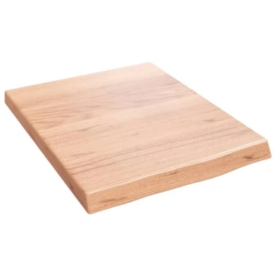 Image of vidaXL Solid Wood Bathroom Countertop Light Brown Vanity Top with Live Edge, Versatile Use as Desk, Shelf, Table Handmade Oak Construction, Pre Varnished