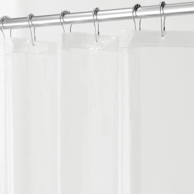 Image of iDesign Waterproof Shower Curtain, Long Curtain Made of Mould Free PEVA, Stylish and Water Repellent Liner for Bathroom, Clear, 180 x 200 cm