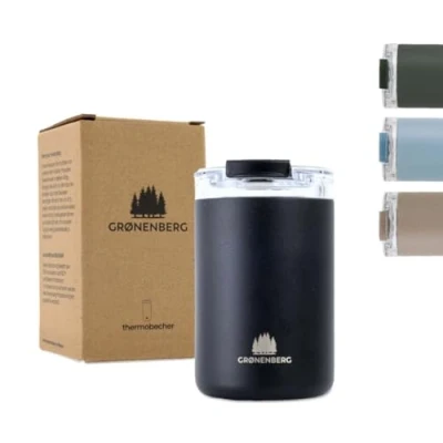 Image of Groenenberg Travel Mug Coffee Cup 350 or 473ml 100% Leakproof hot for Hours Recycled Stainless Steel Mugs Drinks (Black, ml)