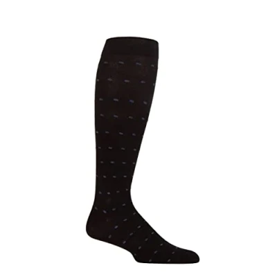 Image of Mens 1 Pair SOCKSHOP Iomi Footnurse Patterned Cotton Flight Socks Black / Blue Charcoal Squares 9 11