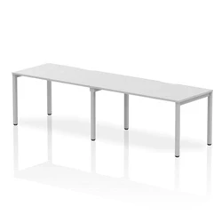 Image of Evolve Single Silver Frame Bench Desk 1400 White (2 Pod) BE371