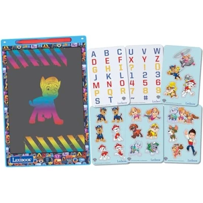 Image of Lexibook CRT10PA, Paw Patrol Magic Slate, Art and craft toy for girls boys, A4 size with multicoloured drawings, Blue/red