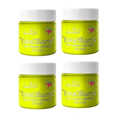 Image of 4x La Riche Directions Semi Permanent Hair Color 100ml Tub Fluorescent Yellow