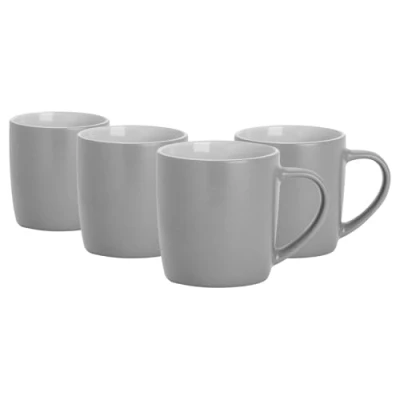 Image of 4x Grey 350ml Matt Coloured Coffee Mugs By Argon Tableware