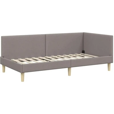 Image of vidaXL Corner Bed Frame Taupe 100 x 200 cm Fabric and Engineered wood