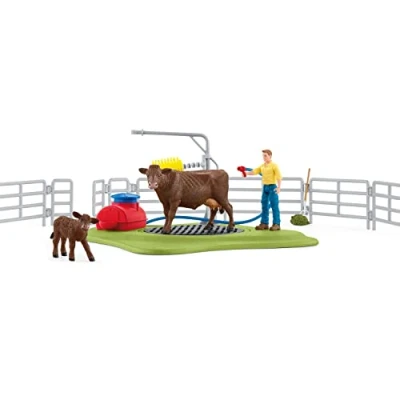 Image of SCHLEICH 42529n Happy Cow wash Farm World Toy Playset for children aged 3 8 Years