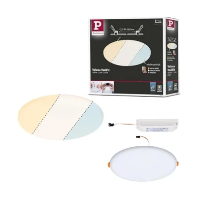 Image of Paulmann 95381 Veluna VariFit LED panel recessed luminaire IP44 White Switch 185mm round incl. 1x14W ceiling transparent plastic 3000K