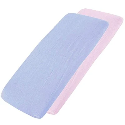 Image of Cot Fitted Sheet 100% Cotton 120x60cm 2X Blue / Pink